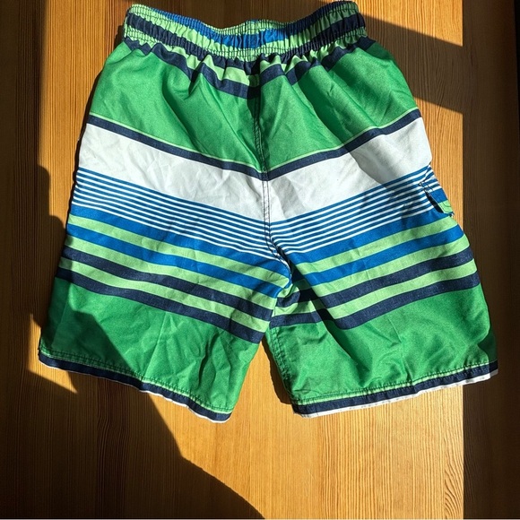 Kavu Surf L Boys green blue white stripe preppy swim Bermuda shorts trunks - Picture 7 of 7